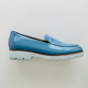 Vionic Kensley Patent Loafer Blue Shadow Size 9 Comfort Flat Work Casual
